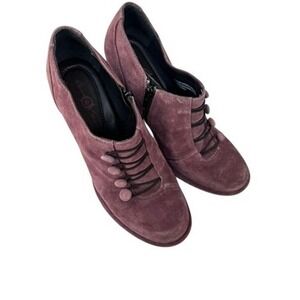 Born Crown Purple Suede Heeled Ankle Boots Victorian Button Booties W02493 CKF11